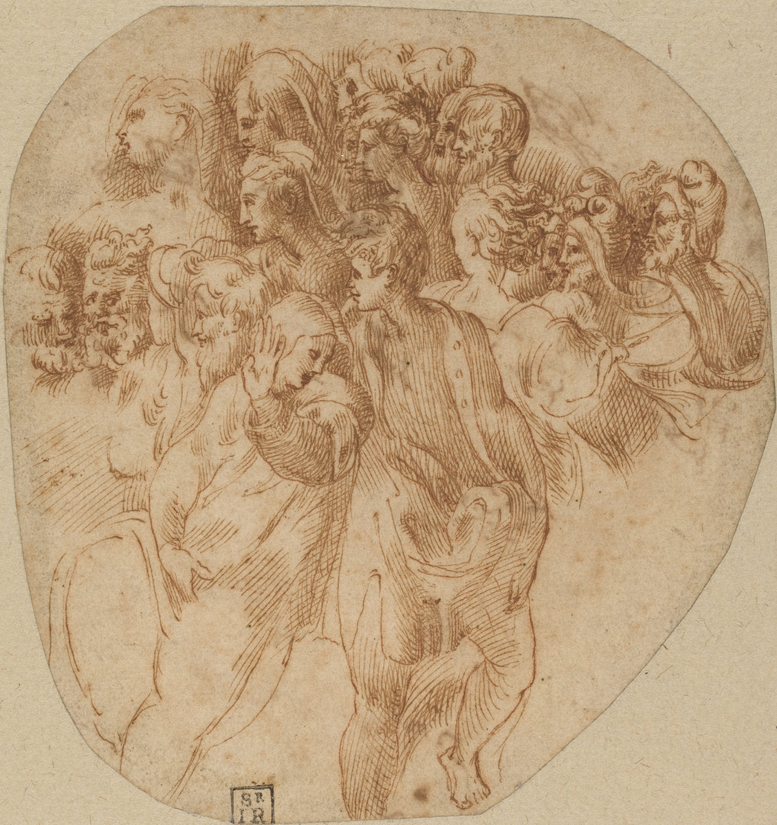 Figures Studies [recto] by Attributed to Girolamo Mazzola Bedoli (Italian, c. 1500 - 1569), 16X12"(A3)Poster Print
