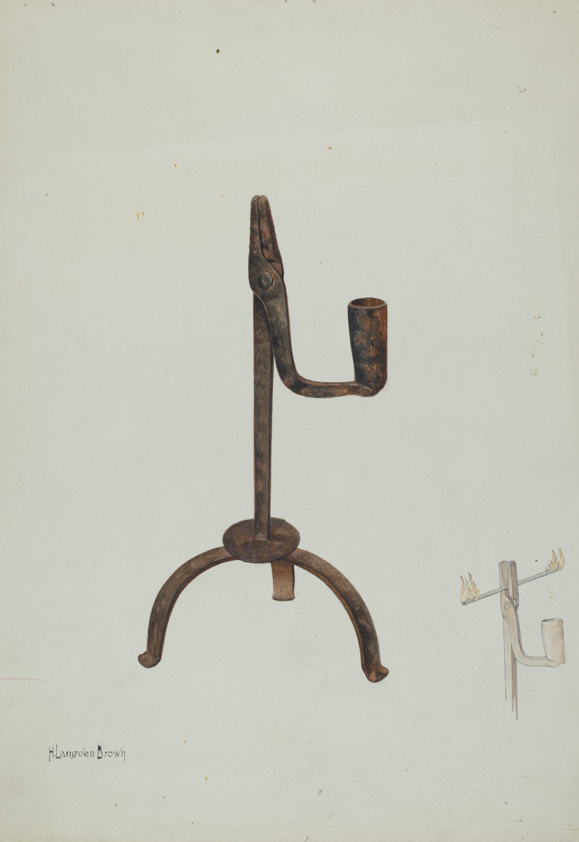 Rush Holder with Candle Socket by H. Langden Brown (American, active c. 1935), 16X12"(A3)Poster Print