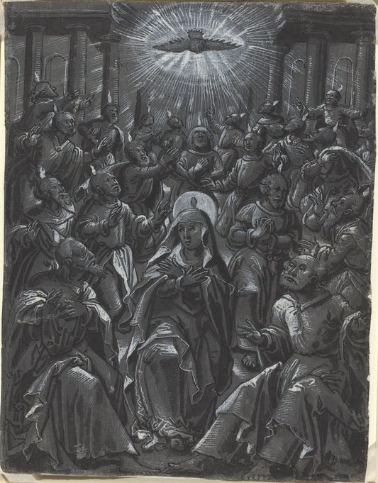 c. 1600 by German 16th Century (Pentecost [recto]), 16X12"(A3)Poster Print