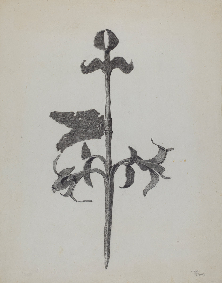 Wrought Iron Weather Vane by Hugh Clarke (American, active c. 1935), 16X12"(A3)Poster Print