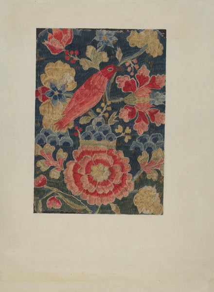 Crewel Embroidered Panel by Phyllis Dorr (American, active c. 1935), 16X12"(A3)Poster Print
