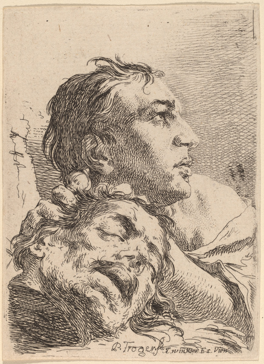 David with the Head of Goliath by Paul Troger (Austrian, 1698 - 1762), 16X12"(A3)Poster Print