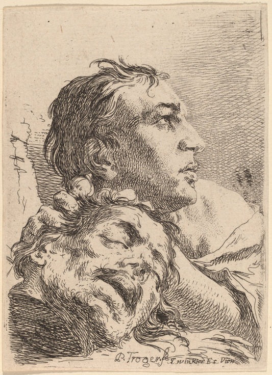 David with the Head of Goliath by Paul Troger (Austrian, 1698 - 1762), 16X12"(A3)Poster Print