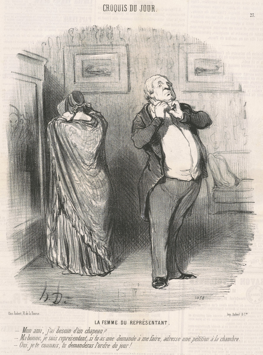 La femme du représentant by Honoré Daumier (French, 1808 - 1879), 16X12"(A3)Poster Print