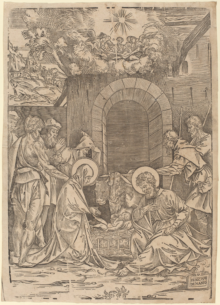 The Adoration of the Shepherds by Francesco Denanto (Italian, active c. 1532), 16X12"(A3)Poster Print