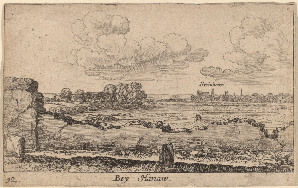Hanau by Wenceslaus Hollar (Bohemian, 1607 - 1677), 16X12"(A3)Poster Print
