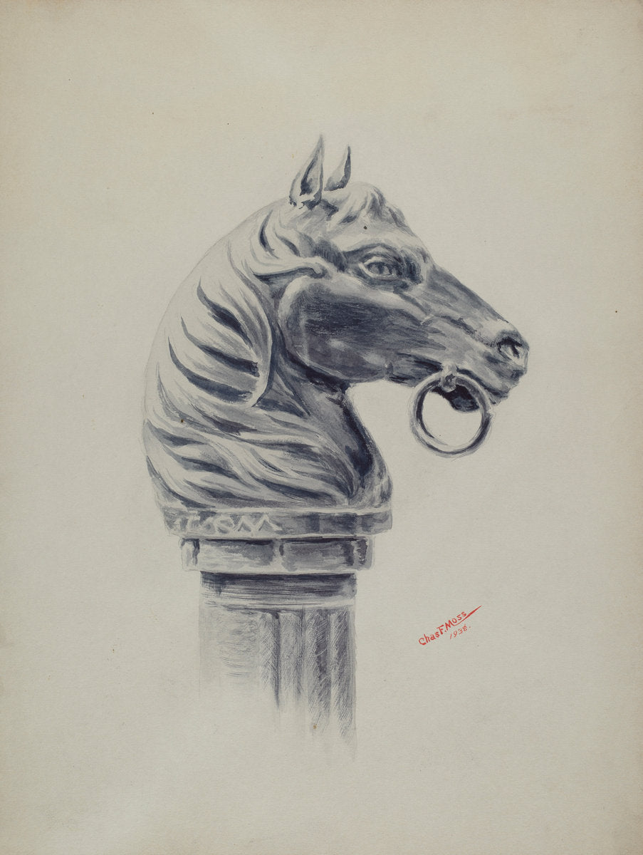 Hitching Post by Charles Moss (American, active c. 1935), 16X12"(A3)Poster Print