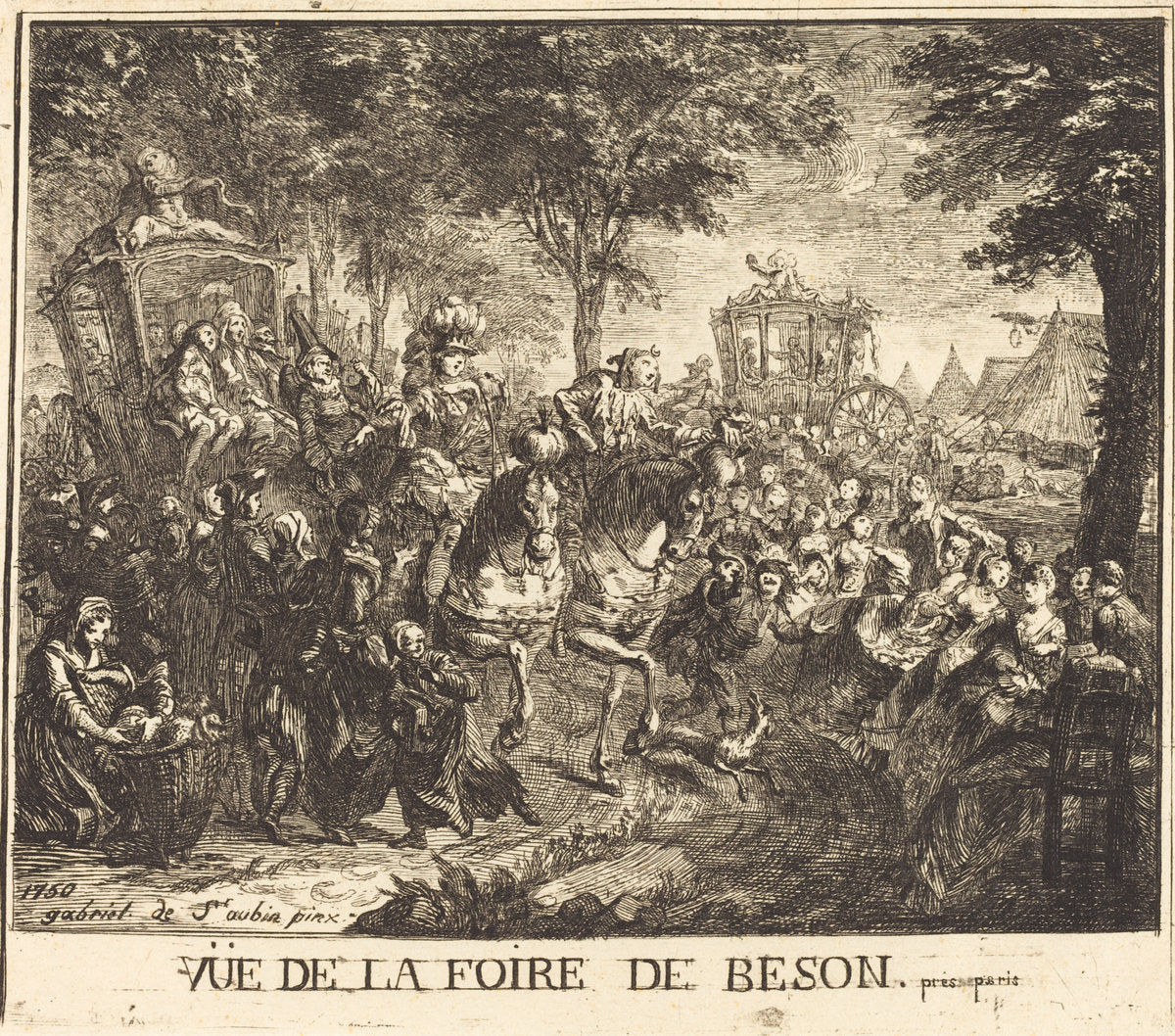 Vue de la foire de Beson by Gabriel Jacques de Saint-Aubin (French, 1724 - 1780), 16X12"(A3)Poster Print