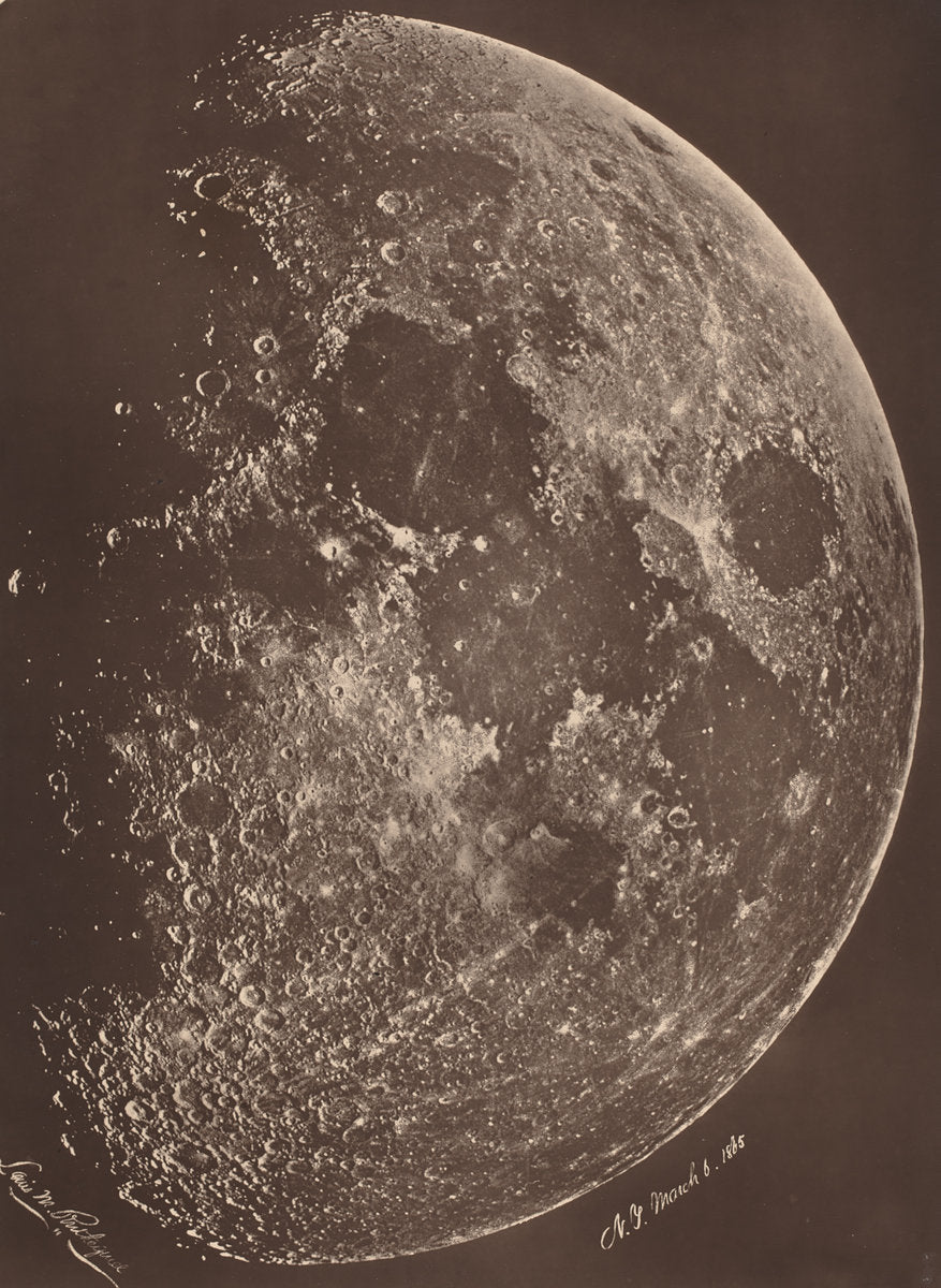 Photographie de la lune a son 1er Quartier by Lewis Rutherford (American, 1816 - 1892), 16X12"(A3)Poster Print