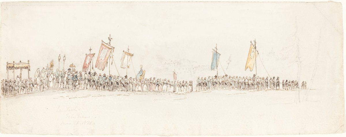 Religious Procession in Landeck by Attributed to George Jones (British, 1786 - 1869), 16X12"(A3)Poster Print