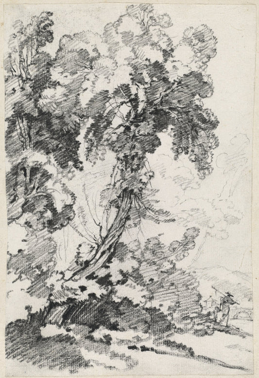 A Towering Tree with Travelers by Joseph-Marie Vien (French, 1716 - 1809), 16X12"(A3)Poster Print