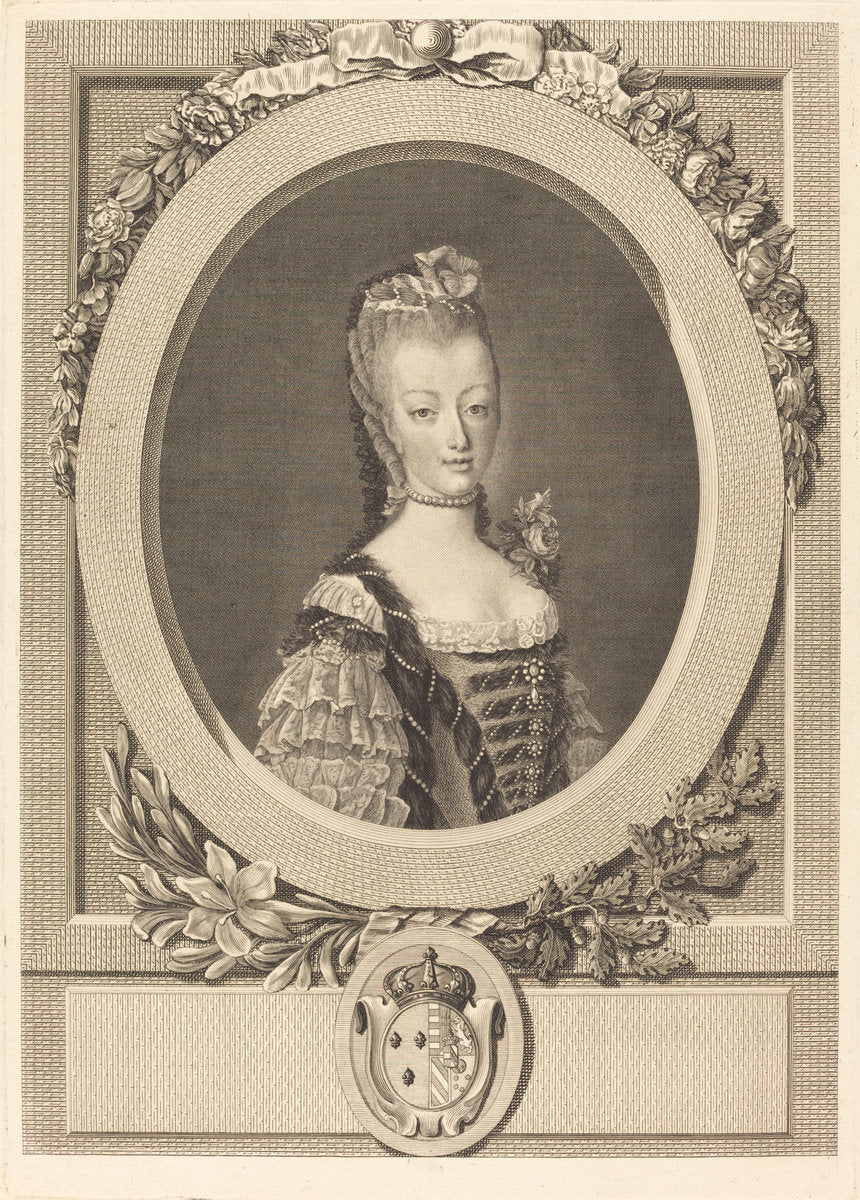 Marie-Antoinette of France by Louis-Jacques Cathelin after Jean-Martial Fredou (French, 1738/1739 - 1804), 16X12"(A3)Poster Print