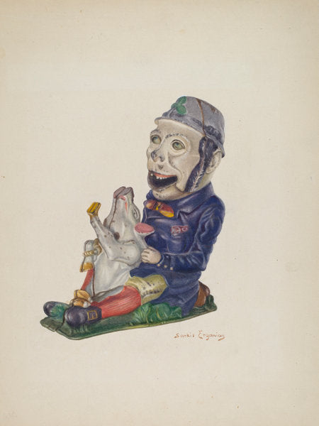 Toy Bank: "Paddy and the Pig" by Sarkis Erganian (American, active c. 1935), 16X12"(A3)Poster Print