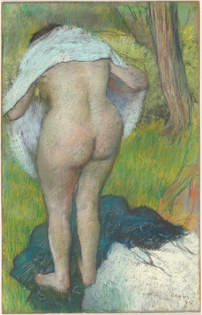 Girl Drying Herself by Edgar Degas (French, 1834 - 1917), 16X12"(A3)Poster Print
