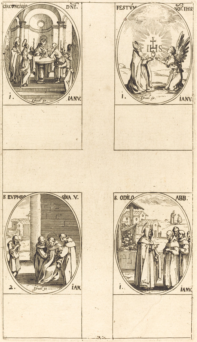 Circumcision; Festival of Name of Christ;  St. Odilo; St. Euphrosyna by Jacques Callot (French, 1592 - 1635), 16X12"(A3)Poster Print
