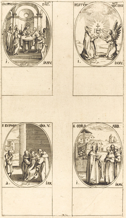 Circumcision; Festival of Name of Christ;  St. Odilo; St. Euphrosyna by Jacques Callot (French, 1592 - 1635), 16X12"(A3)Poster Print