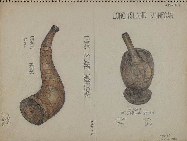 Horn and Mortar & Pestle by Charles Charon (American, active c. 1935), 16X12"(A3)Poster Print