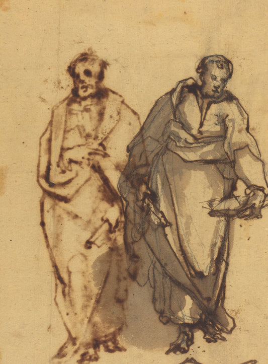 Two Draped Figures by Cherubino Alberti (Roman, 1553 - 1615), 16X12"(A3)Poster Print