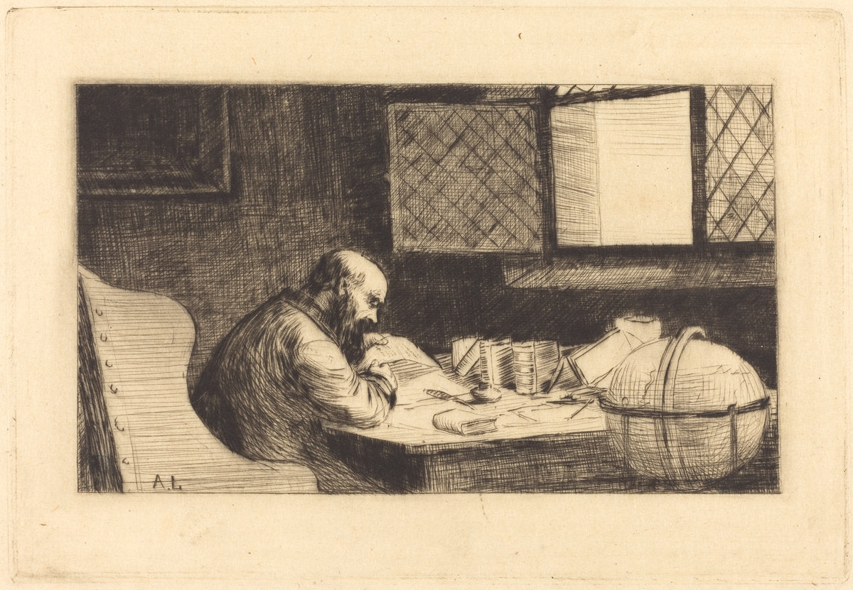 Geographer (Le geographe) by Alphonse Legros (French, 1837 - 1911), 16X12"(A3)Poster Print
