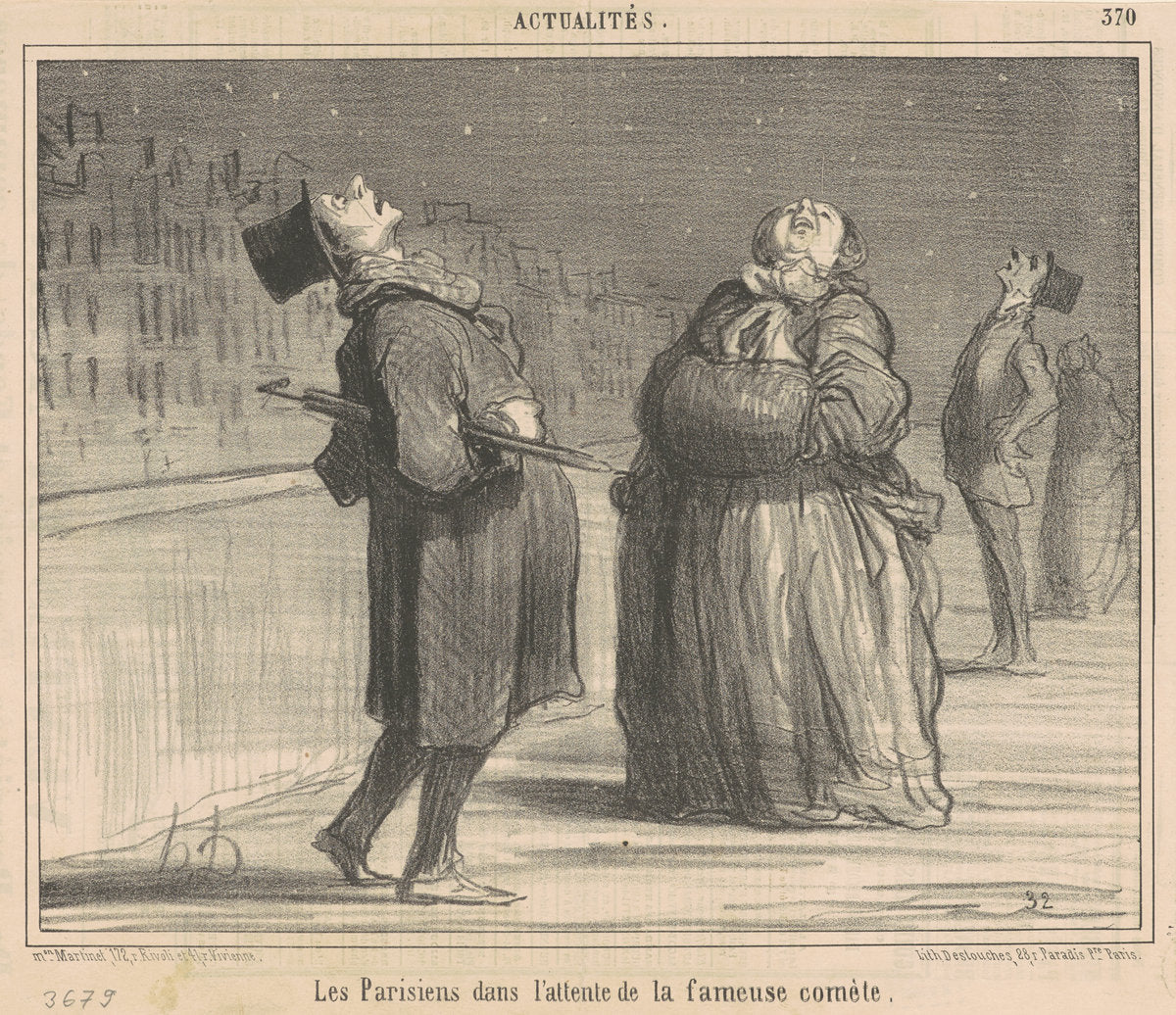 La parisiens dans l'attente de la ...comète by Honoré Daumier (French, 1808 - 1879), 16X12"(A3)Poster Print