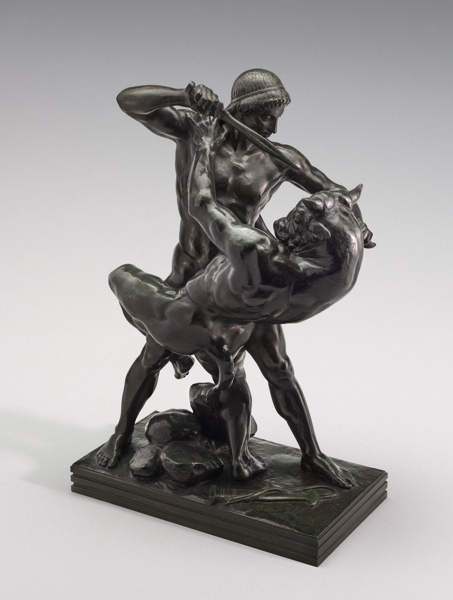 Theseus Fighting the Minotaur by Antoine-Louis Barye (French, 1795 - 1875), 16X12"(A3)Poster Print