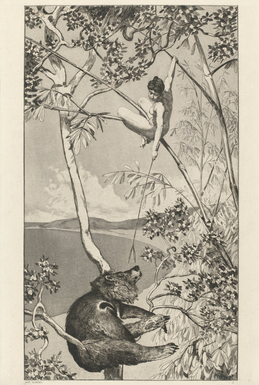 Bear and Elf (Bär und Elfe): pl.1 by Max Klinger (German, 1857 - 1920), 16X12"(A3)Poster Print