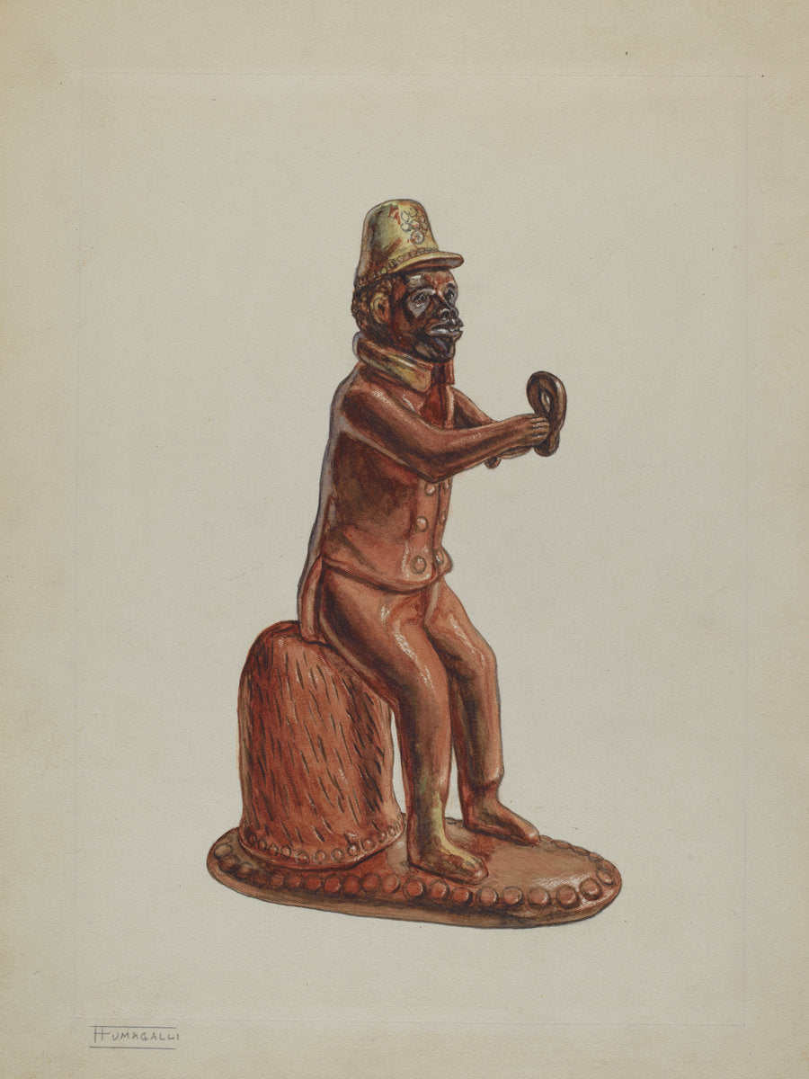 Monkey Statuette by Frank Fumagalli (American, active c. 1935), 16X12"(A3)Poster Print