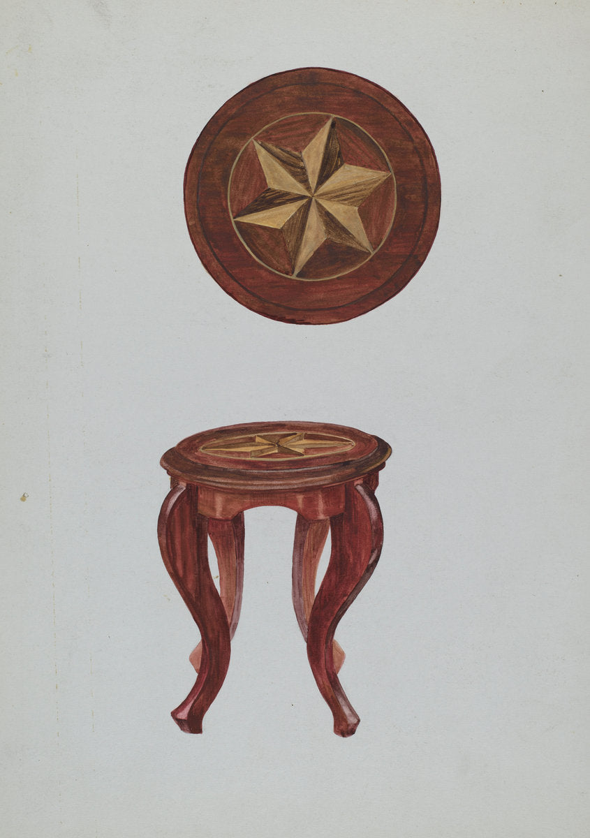 Round Stool by Verna Tallman (American, active c. 1935), 16X12"(A3)Poster Print