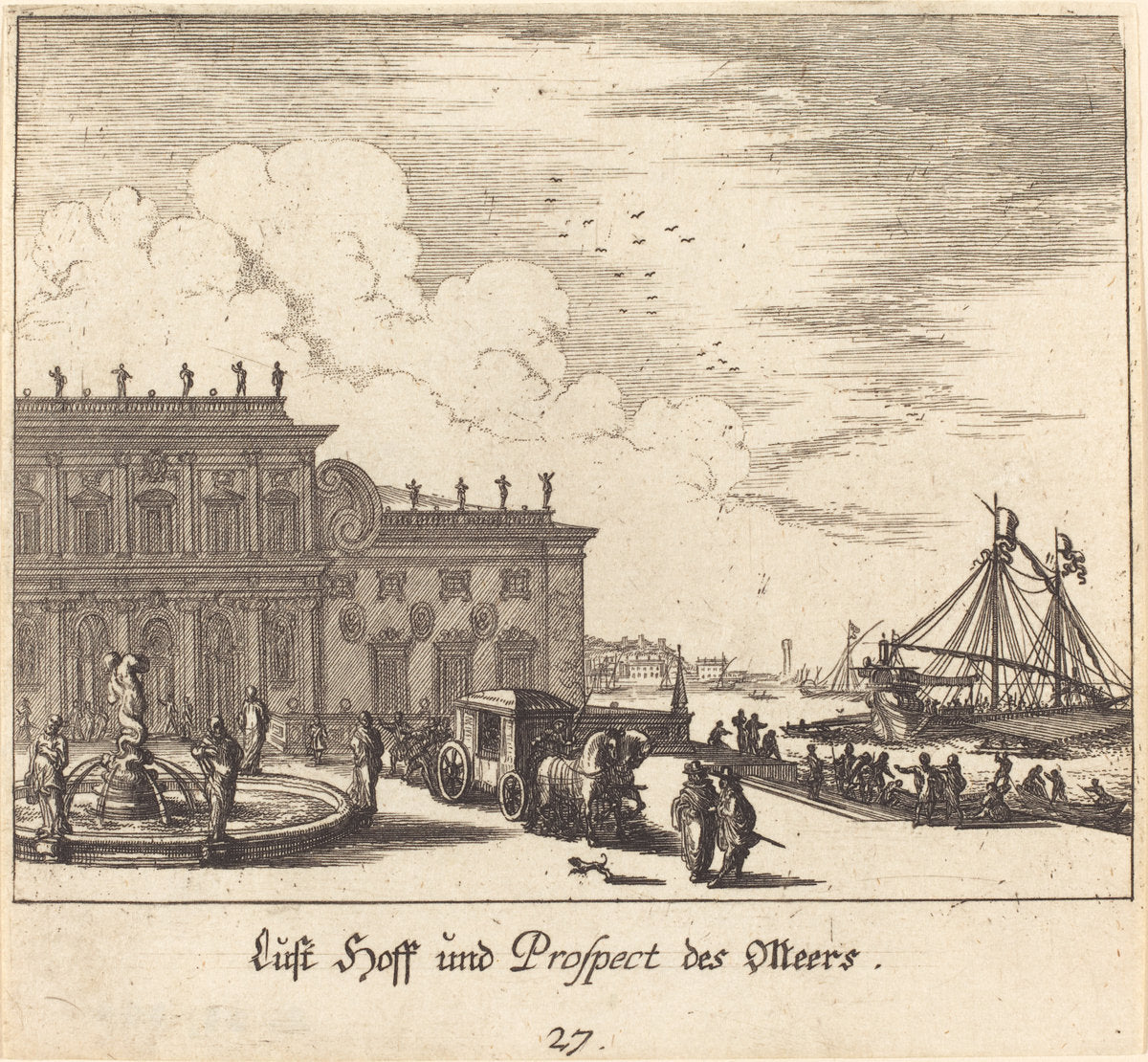 View of Meers by Melchior Küsel after Johann Wilhelm Baur (German, 1626 - 1683), 16X12"(A3)Poster Print