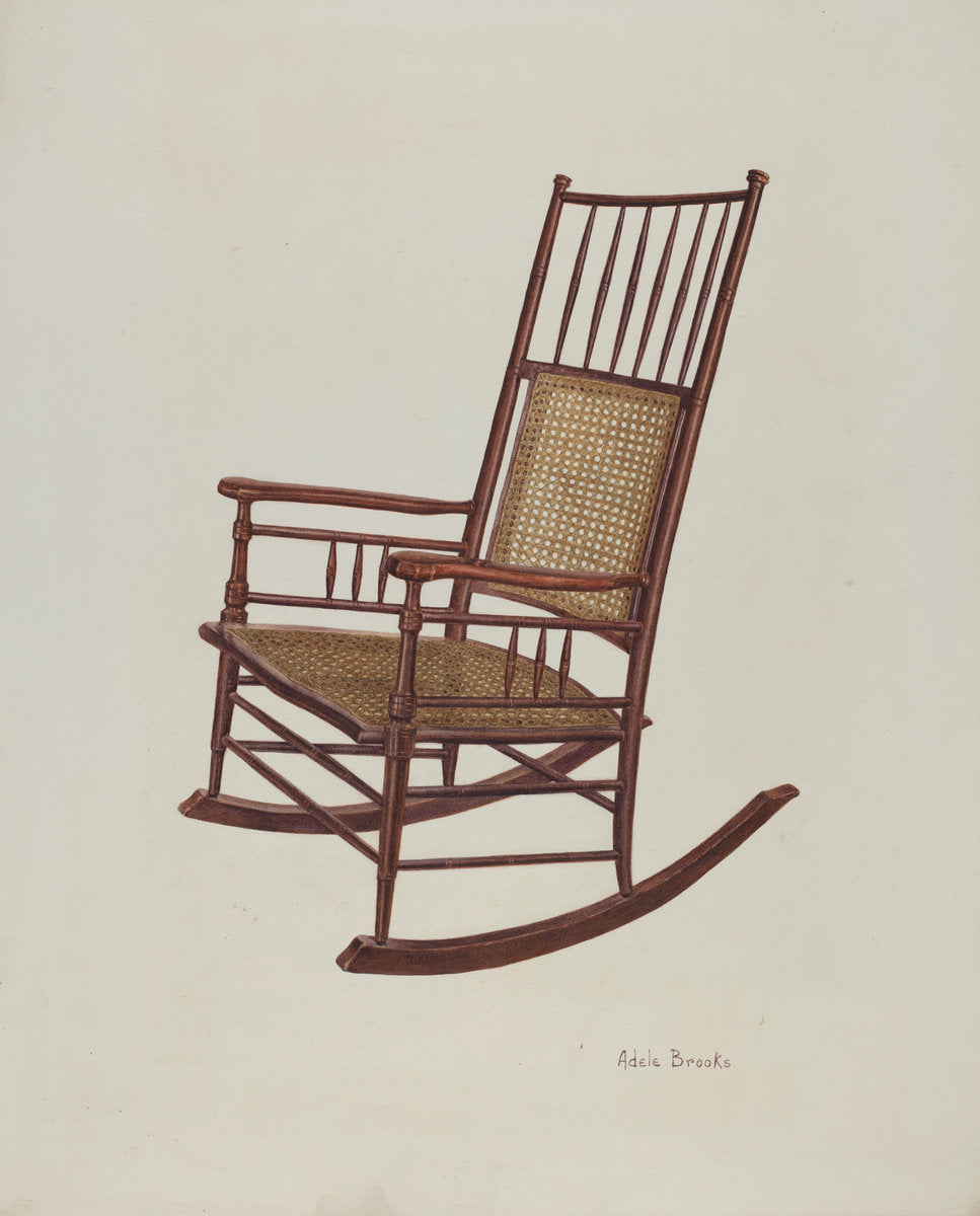 Shaker Rocking Chair by Adele Brooks (American, active c. 1935), 16X12"(A3)Poster Print