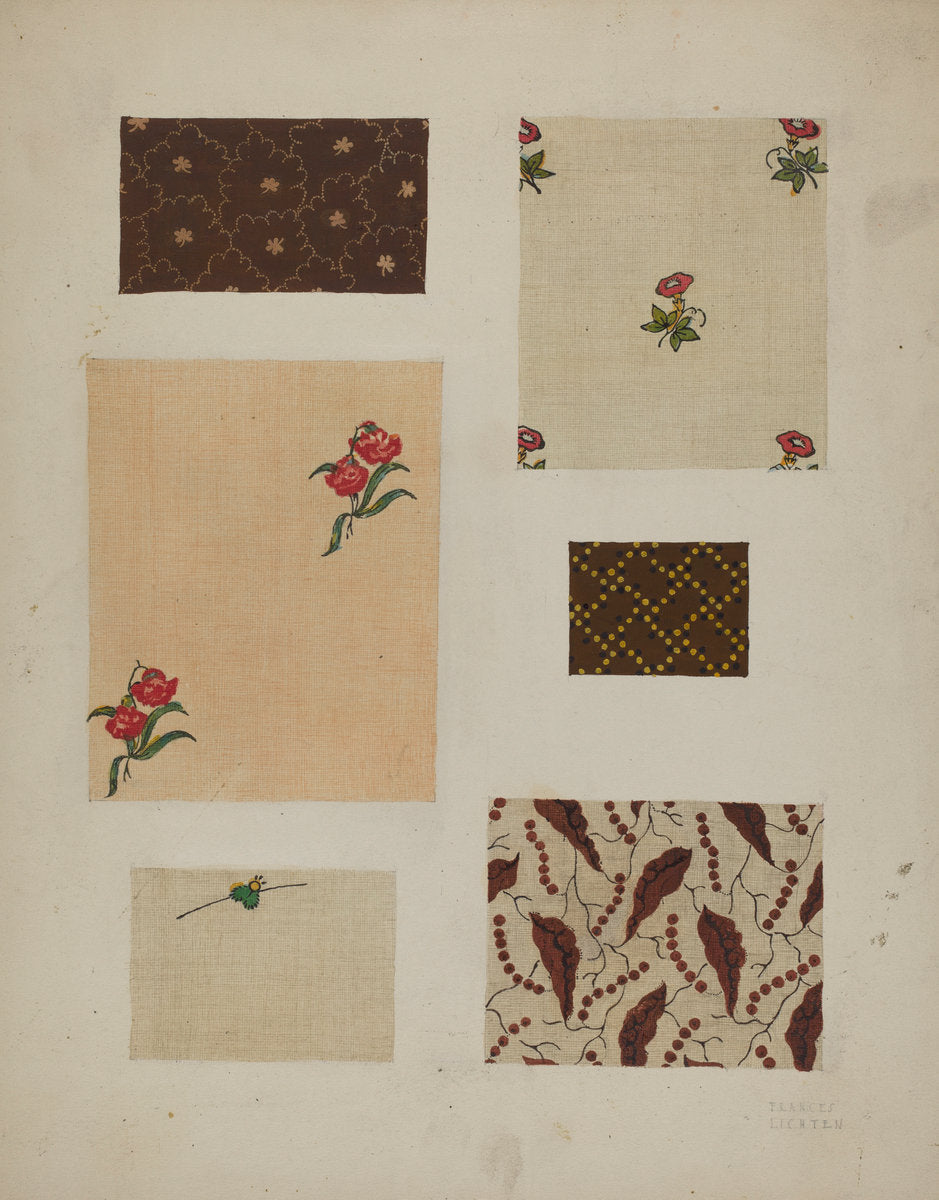 Materials from Patchwork Bedspread by Frances Lichten (American, active c. 1935), 16X12"(A3)Poster Print