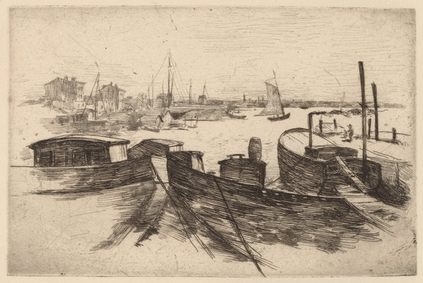 The Harbor, Bridgeport by John Henry Twachtman (American, 1853 - 1902), 16X12"(A3)Poster Print