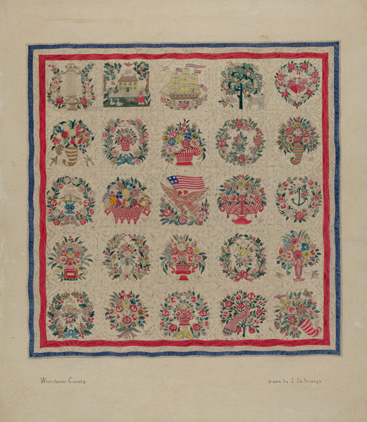 Friendship Quilt by Isabelle De Strange (American, active c. 1935), 16X12"(A3)Poster Print