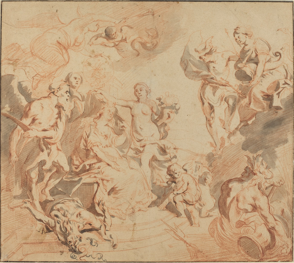 Antwerp Blessed with Abundance by Theodoor van Thulden (Flemish, 1606 - 1669), 16X12"(A3)Poster Print
