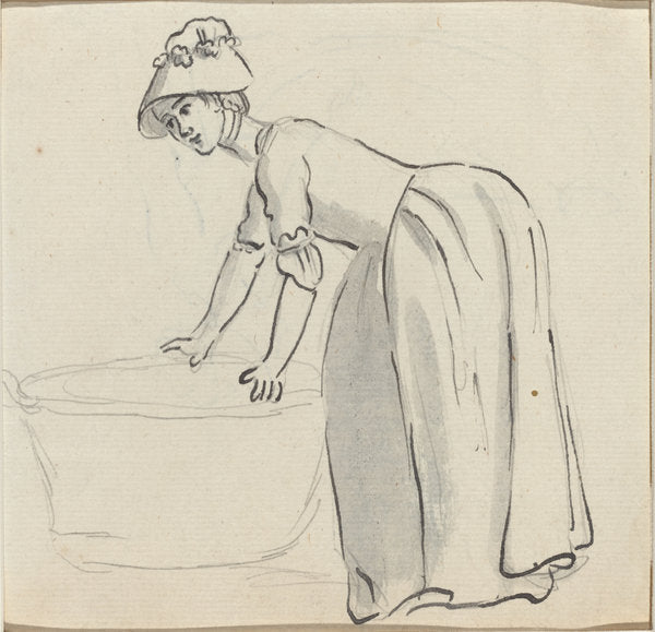 Girl with a Bonnet at Work [recto] by Paul Sandby (British, 1731 - 1809), 16X12"(A3)Poster Print