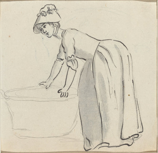 Girl with a Bonnet at Work [recto] by Paul Sandby (British, 1731 - 1809), 16X12"(A3)Poster Print