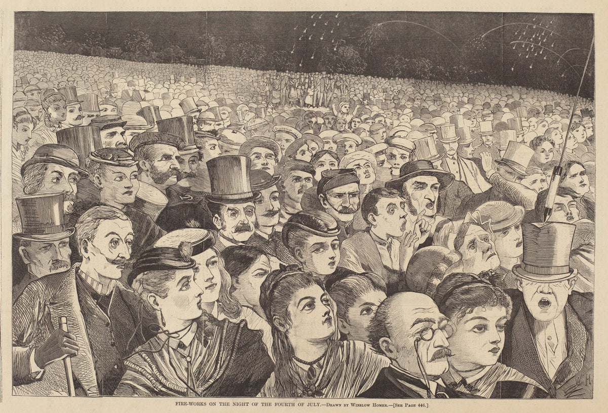 published 1868 by after Winslow Homer (Fire-Works on the Night of the Fourth of July), 16X12"(A3)Poster Print