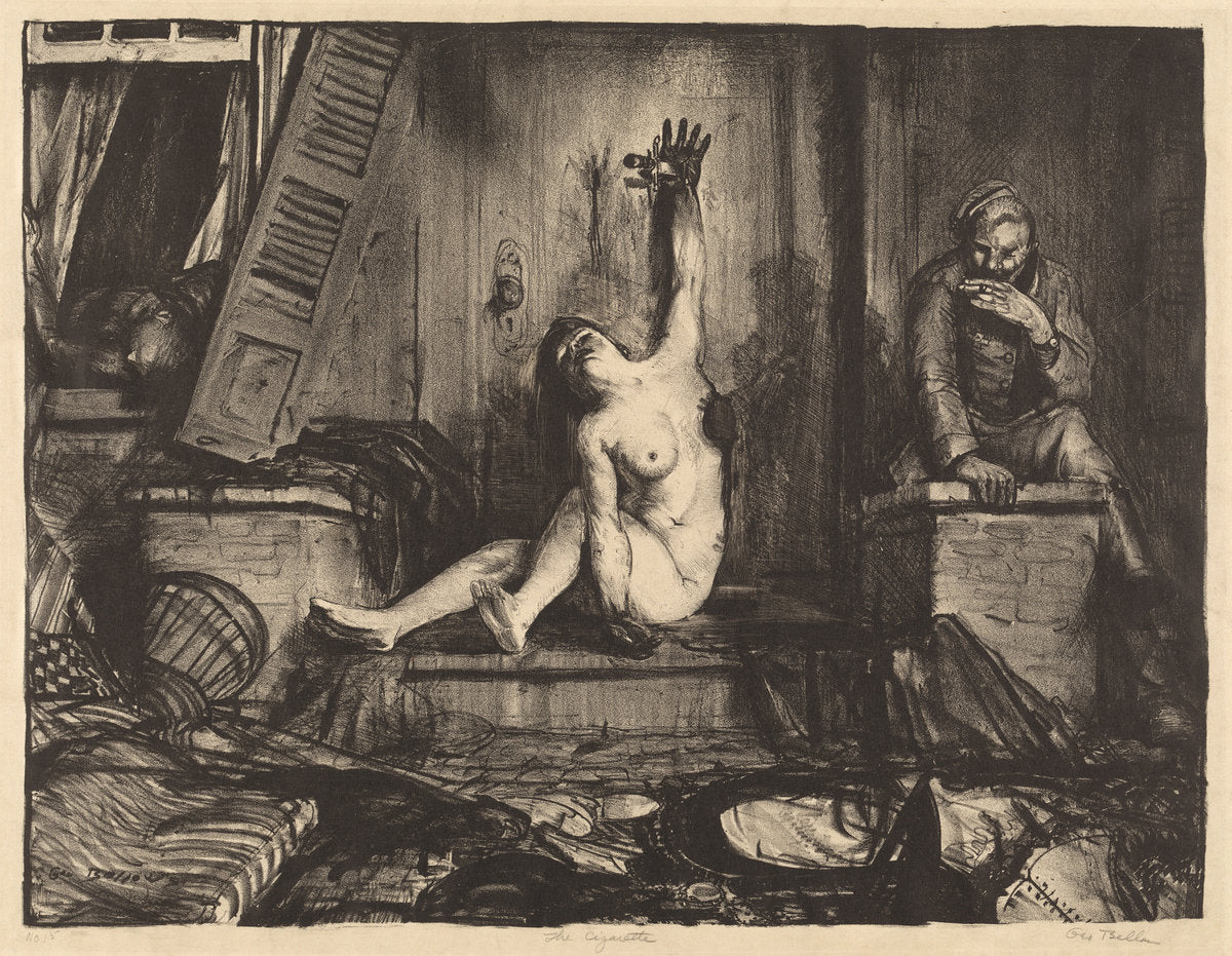 The Cigarette by George Bellows (American, 1882 - 1925), 16X12"(A3)Poster Print