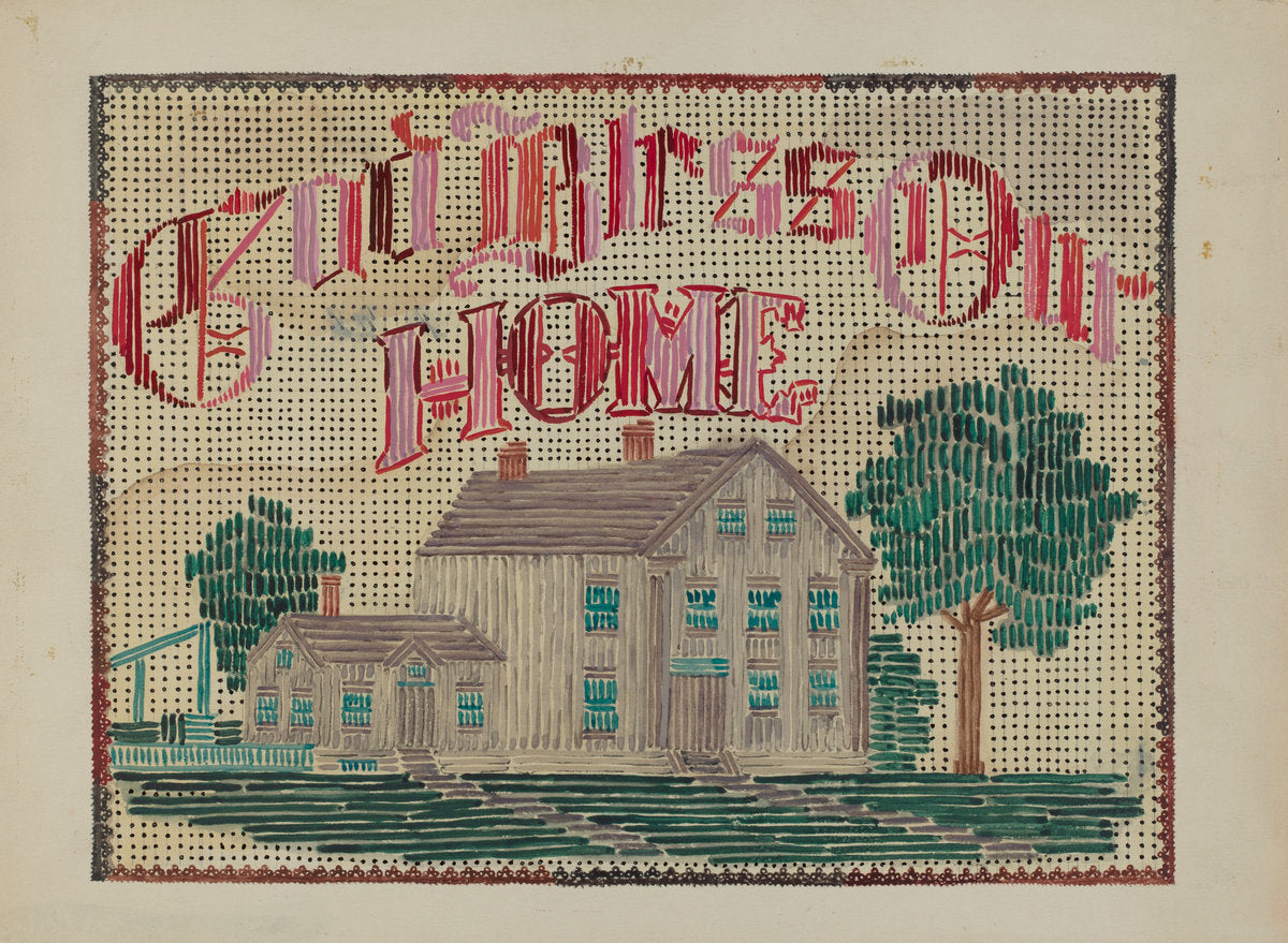 Embroidered Picture by Evelyn Bailey (American, active c. 1935), 16X12"(A3)Poster Print