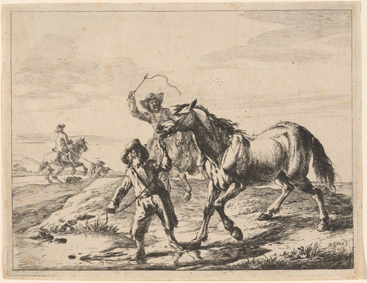 A Boy Taking a Horse to Drink by Dirck Stoop (Dutch, 1618 - 1676), 16X12"(A3)Poster Print
