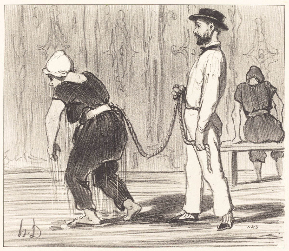 Madame Rabourdeau a sa première leçon by Honoré Daumier (French, 1808 - 1879), 16X12"(A3)Poster Print