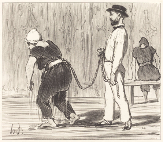 Madame Rabourdeau a sa première leçon by Honoré Daumier (French, 1808 - 1879), 16X12"(A3)Poster Print