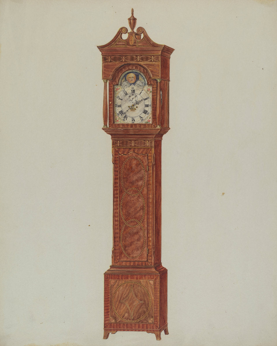 Grandfather Clock (Timepiece) by Francis Law Durand (American, active c. 1935), 16X12"(A3)Poster Print
