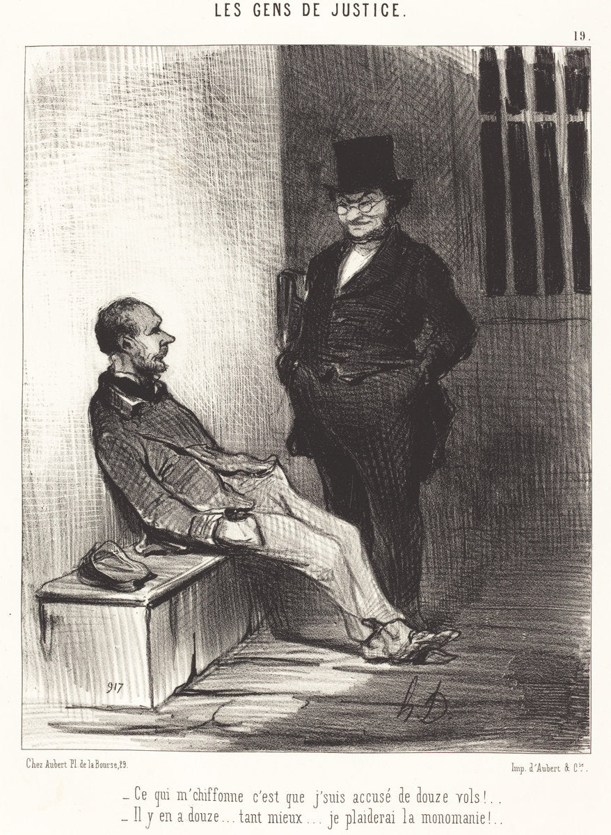 Ce qui m'chiffonne c'est... douze vols!... by Honoré Daumier (French, 1808 - 1879), 16X12"(A3)Poster Print