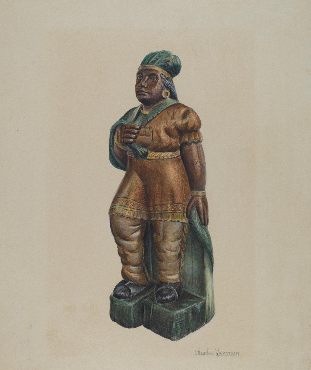 Cigar Store Indian by Charles Bowman (American, active c. 1935), 16X12"(A3)Poster Print
