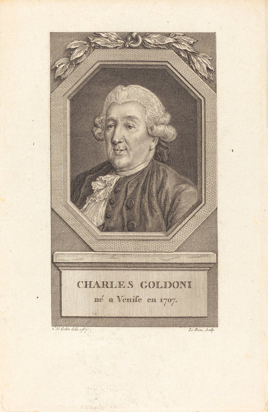 Charles Goldoni by Pierre Adrien Le Beau after Charles-Nicolas Cochin II (French, 1748 - 1800 or after), 16X12"(A3)Poster Print