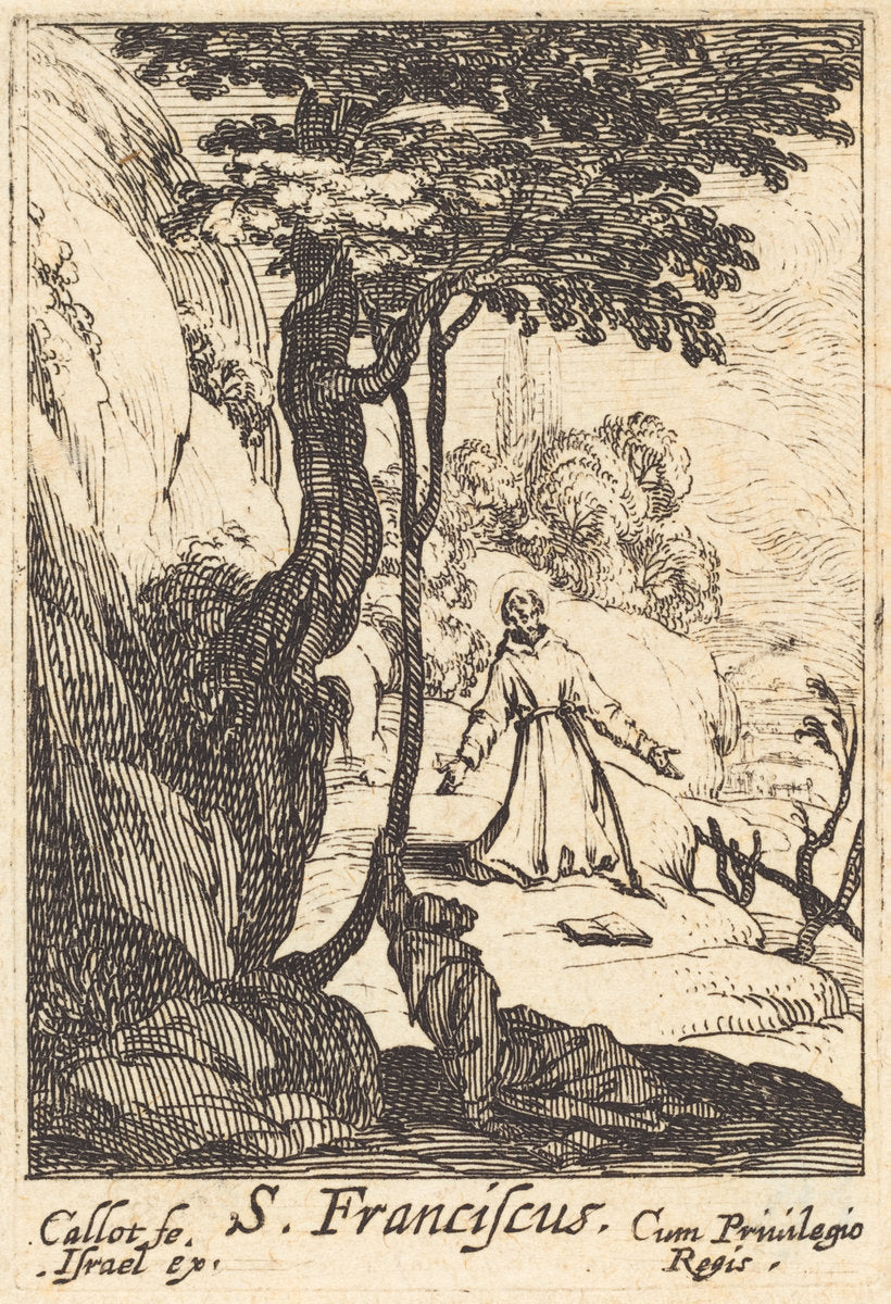 Saint Francis by Jacques Callot (French, 1592 - 1635), 16X12"(A3)Poster Print