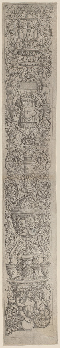 Ornament Panel: Nereid Ridden by Two Children by Giovanni Pietro Birago and Zoan Andrea (Italian, active 1471 - 1513 or after), 16X12"(A3)Poster Print