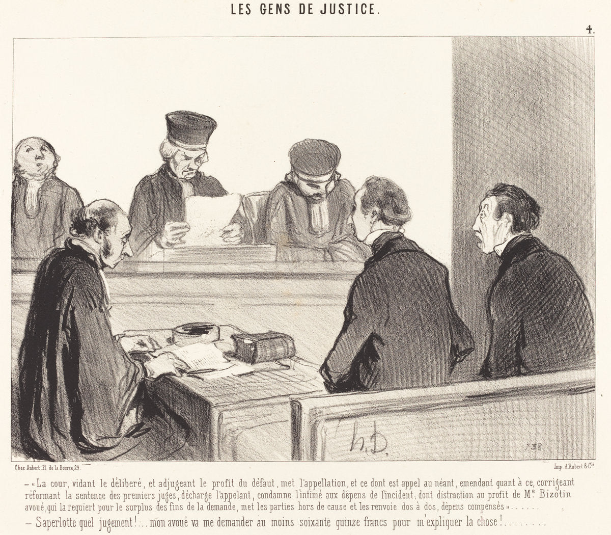 La Cour, vidant le délibéré... by Honoré Daumier (French, 1808 - 1879), 16X12"(A3)Poster Print