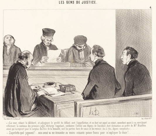 La Cour, vidant le délibéré... by Honoré Daumier (French, 1808 - 1879), 16X12"(A3)Poster Print